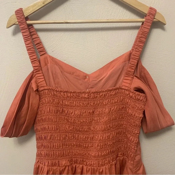 Anthropologie Off-The-Shoulder Linen Mini Dress Size Medium - Picture 10 of 16